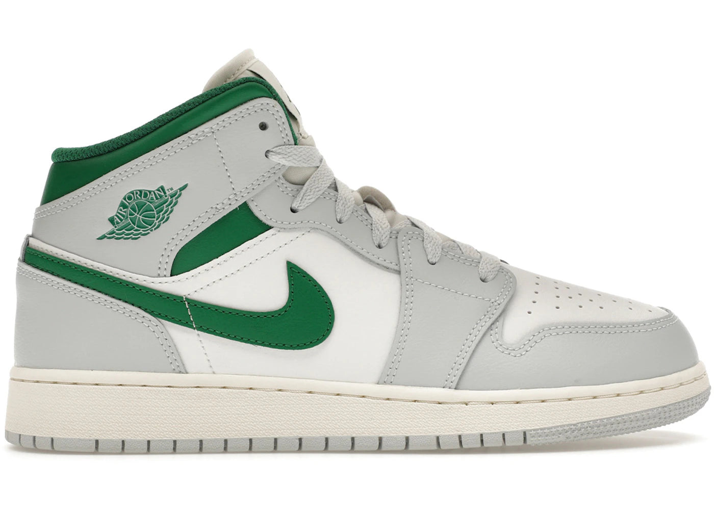 Jordan 1 Mid White Pure Platinum Pine Green (GS)
